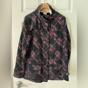 Roxy Women’s Rhubarb Crumble Sherpa Trim Snow Jacket Black Plaid XL